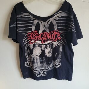 Vintage 2009 Aerosmith Band Tour T Shirt Round Neck Adult Largr Black